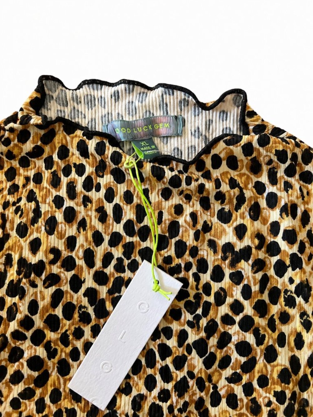 Leopard Print Bodycon Dress XL Fitted Stretch Ribbed - Picture 4 of 6